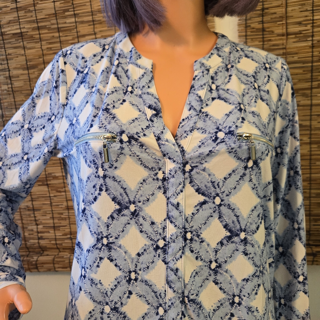 Inc Long Sleeve Blouse Geometric Floral Pattern
